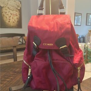 Steve Madden Burgundy Backpack with Gold Accents